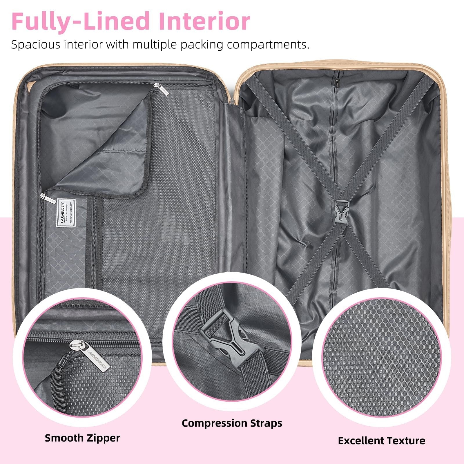 Expandable Carry-On Luggage 22x14x9, Lightweight ABS Hardshell, TSA Lock, 360° S4