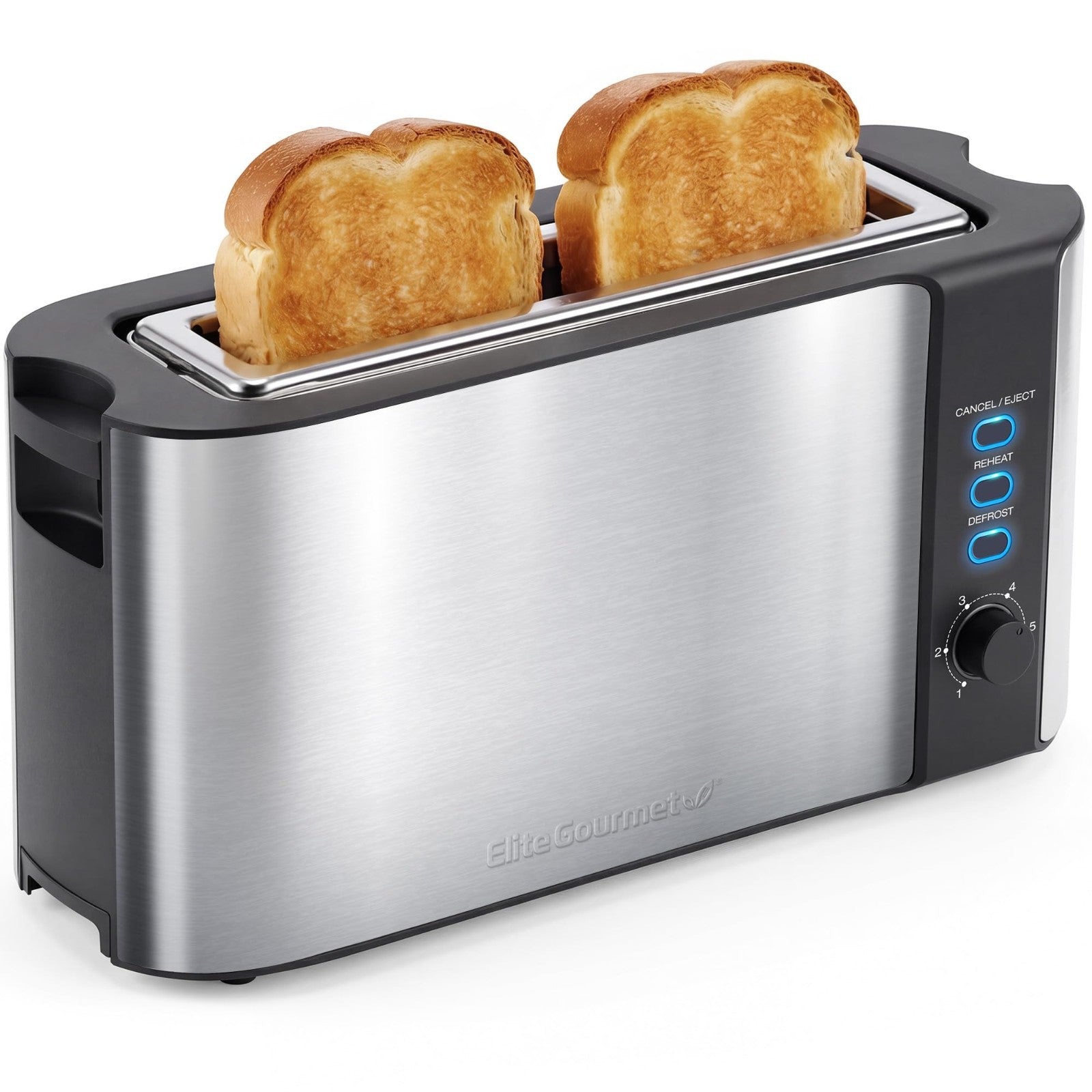 2-Slice Slim Toaster with Long Slot, 6 Settings, Defrost & Warming Rack - Stainl1