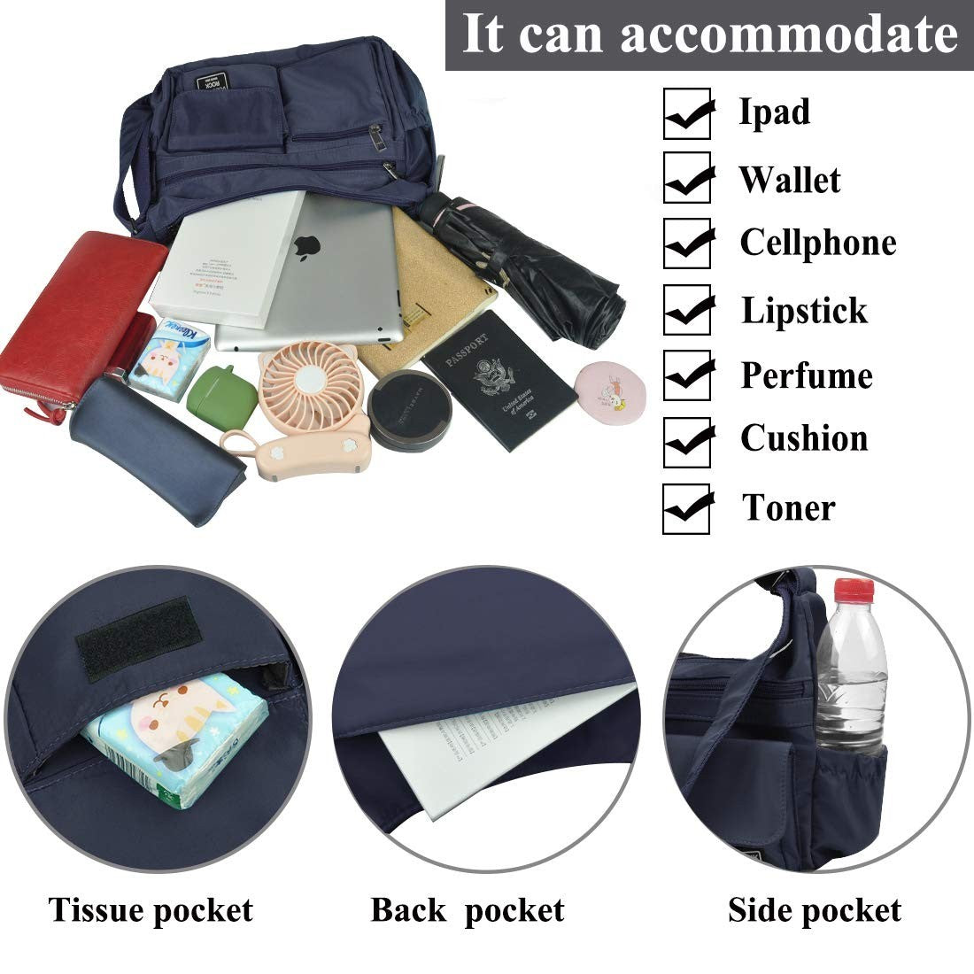 Lightweight Waterproof Crossbody Bag for Women | RFID Travel Shoulder Purse6