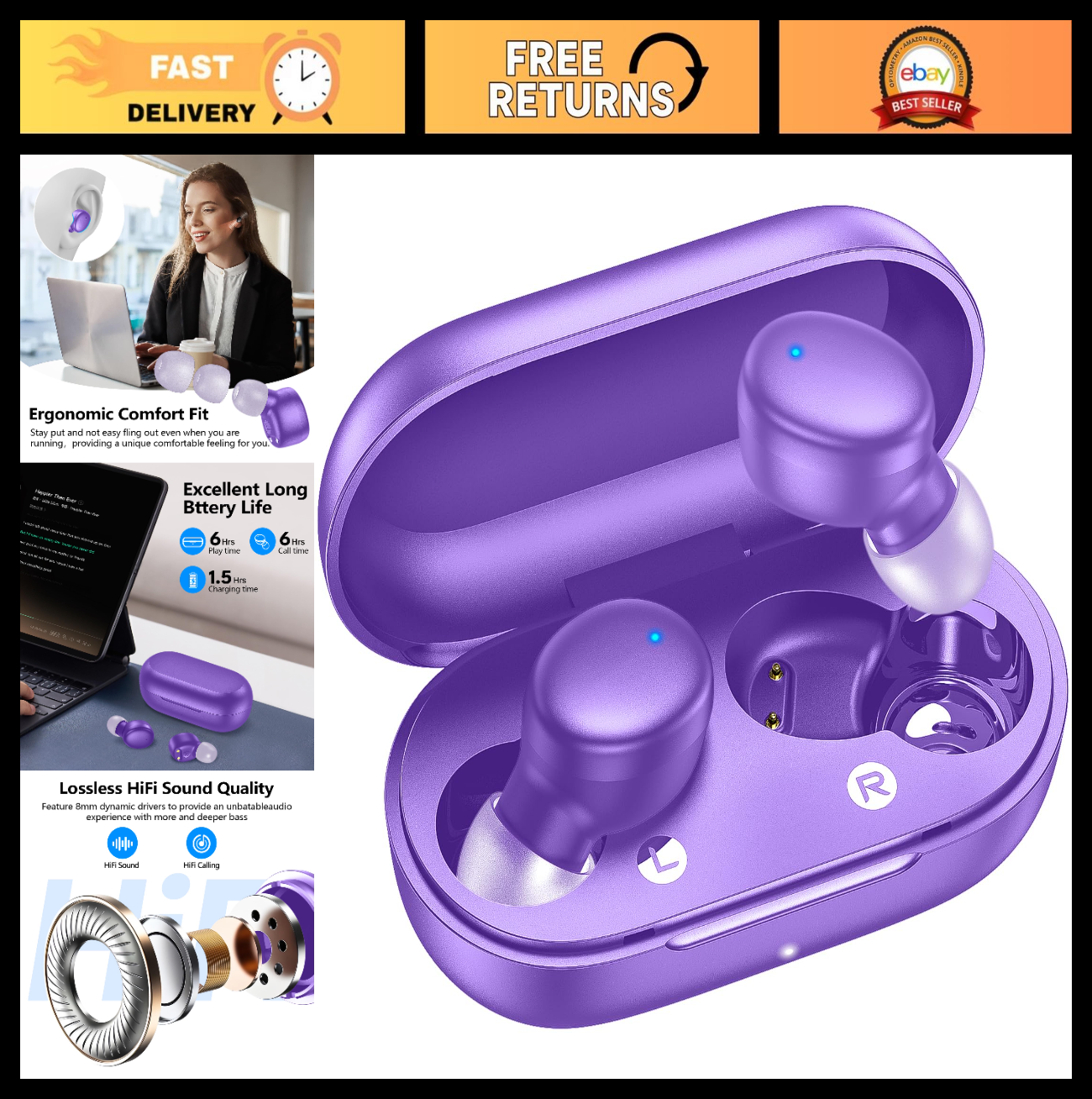 Wireless Earbuds Bluetooth 5.3   Lightweight In Ear Headphones, Premium Sound, B0