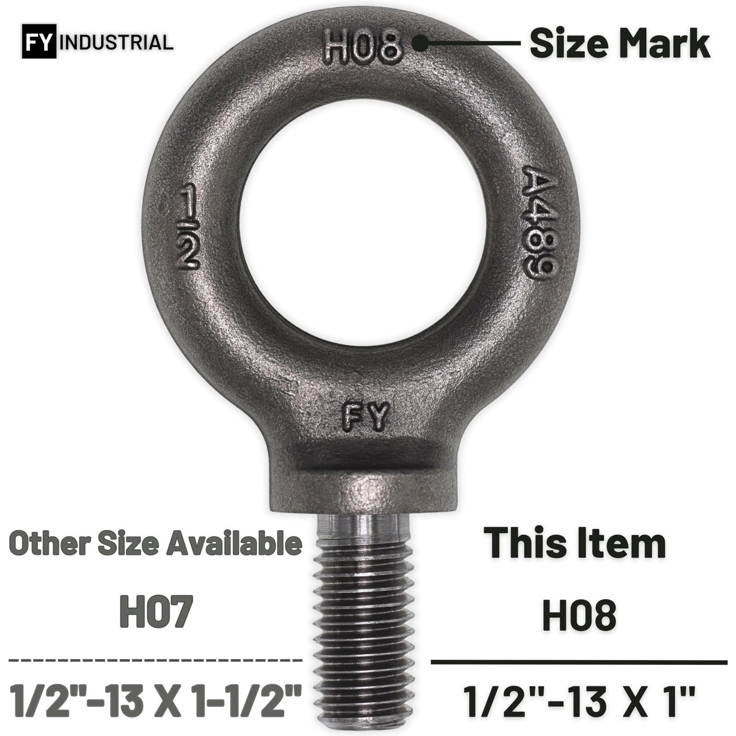 2 Pcs Heavy-Duty Lifting Shoulder Eye Bolts 1/2"-13 X 1 for Secure Rigging3