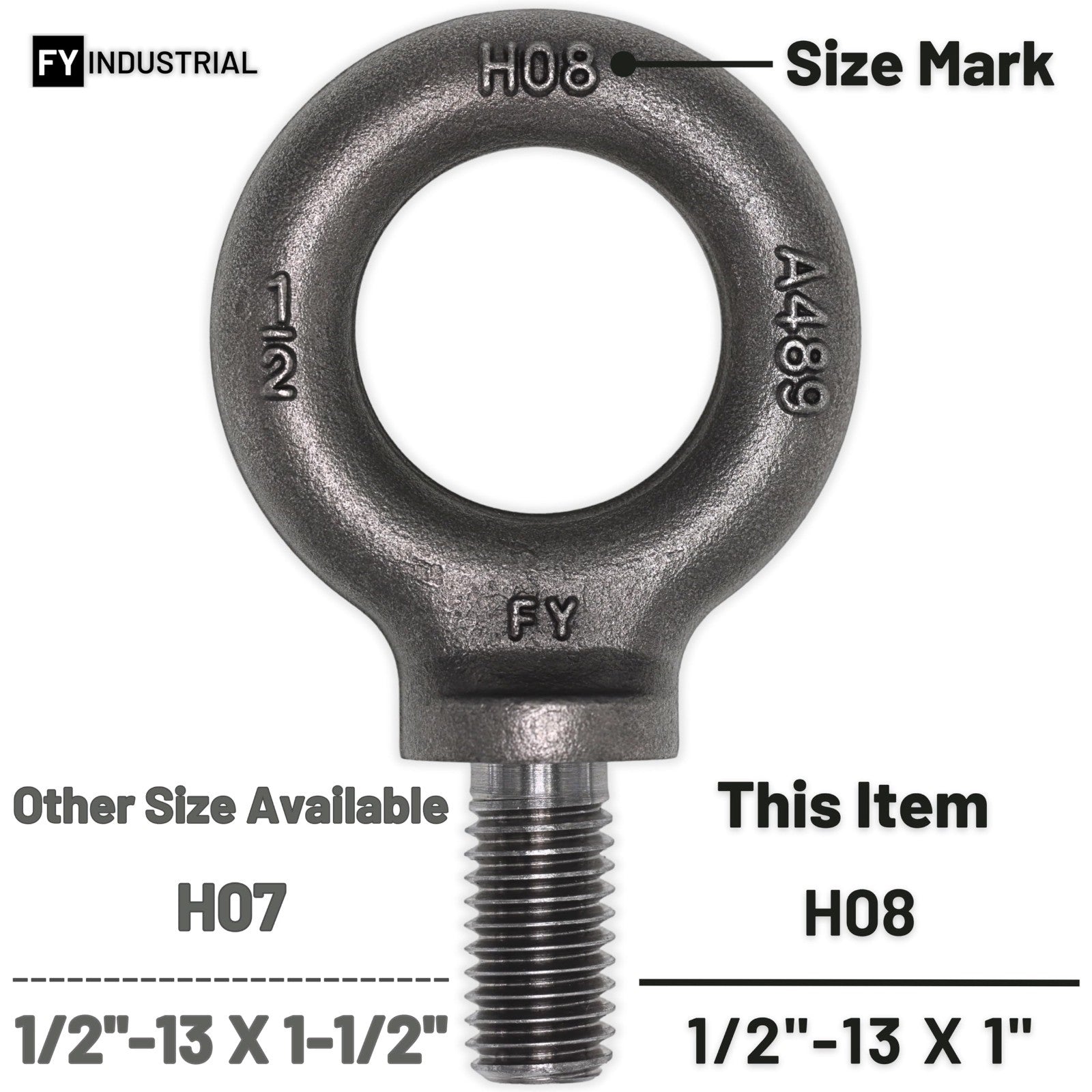 2 Pcs Heavy-Duty Lifting Shoulder Eye Bolts 1/2"-13 X 1 for Secure Rigging3
