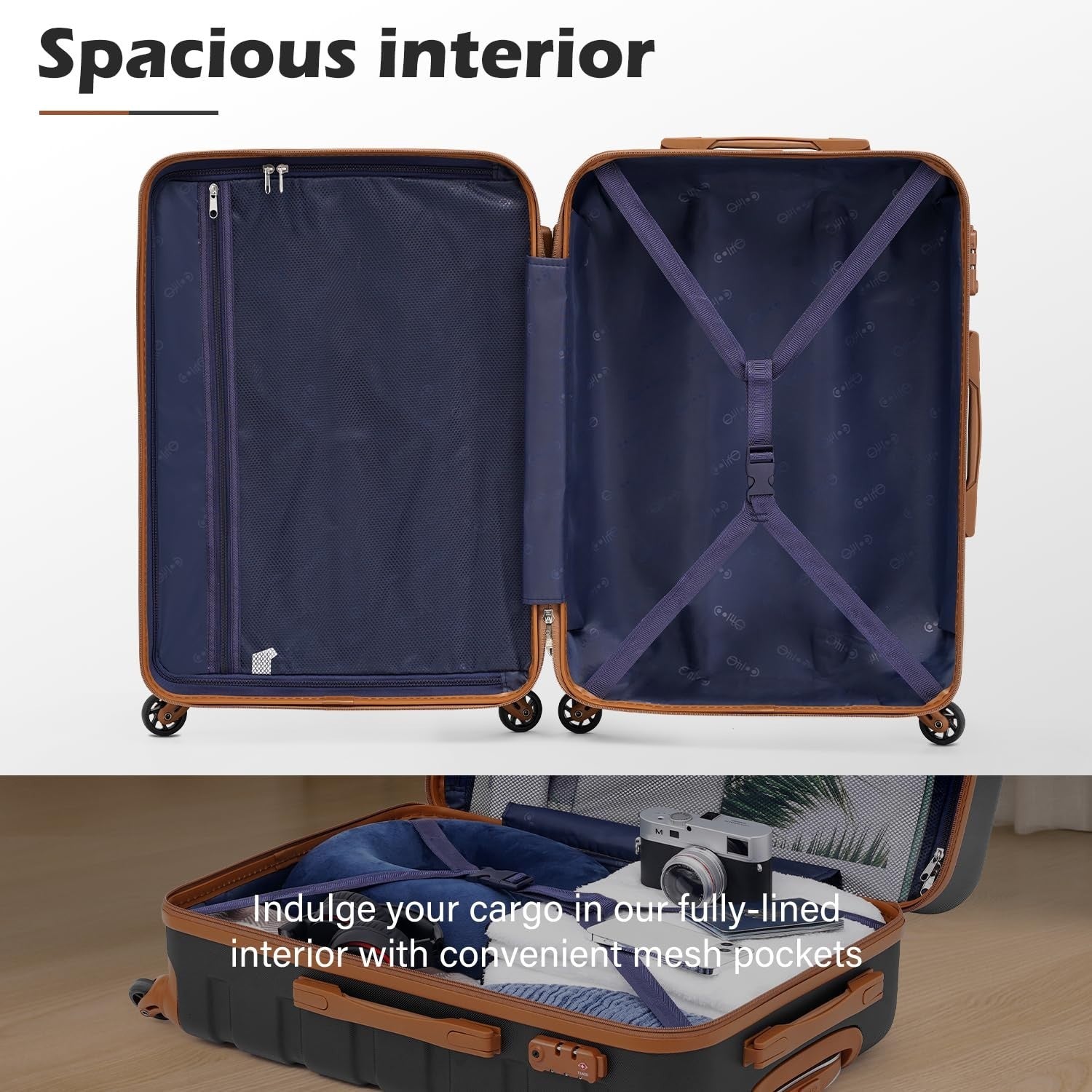 Lightweight Hardshell Luggage Set, 4-Piece Suitcase with 360° Spinner Wheels, TS4