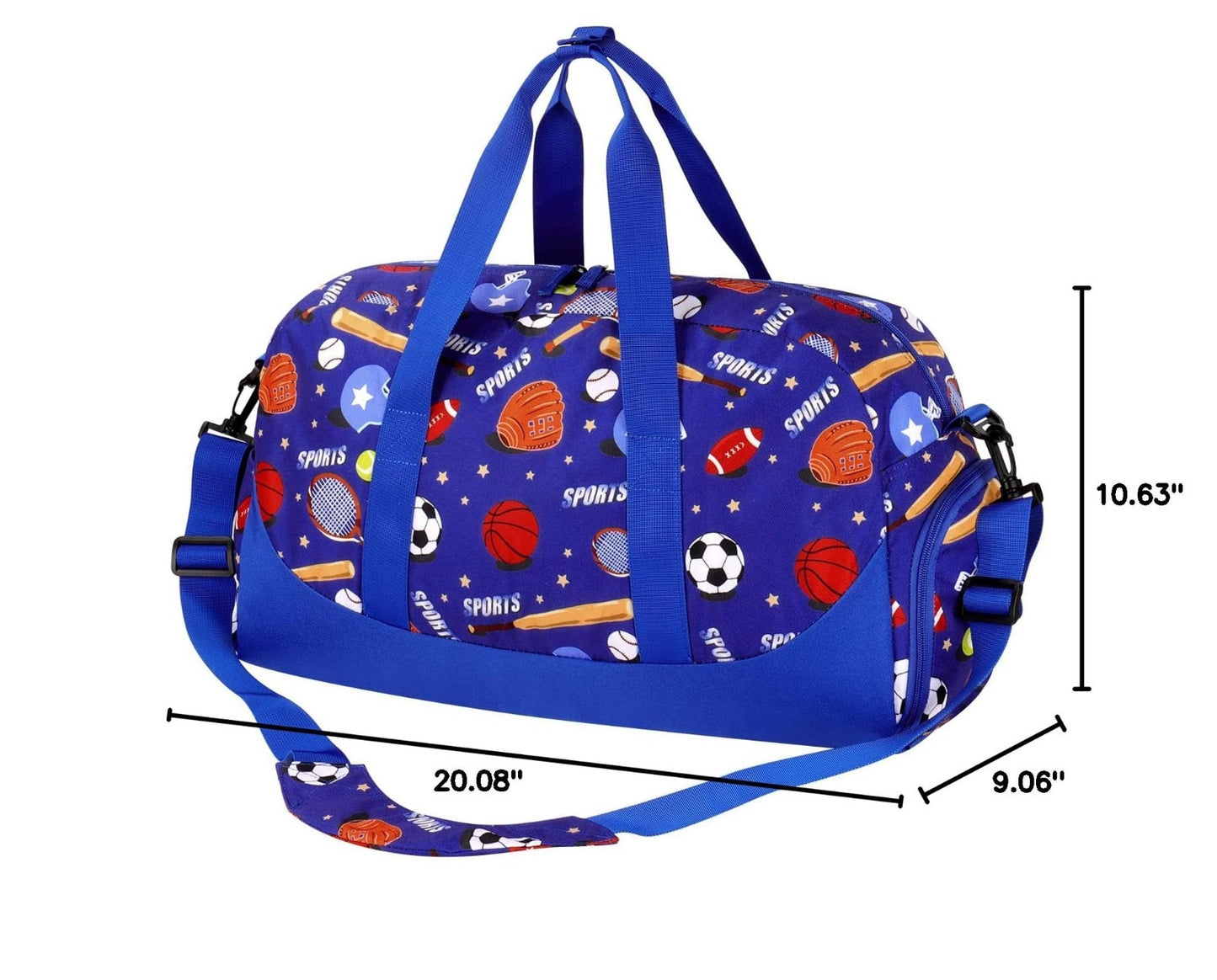 Kids Basketball Duffle Bag - Large Overnight Travel Bag with Shoe Compartment, B2