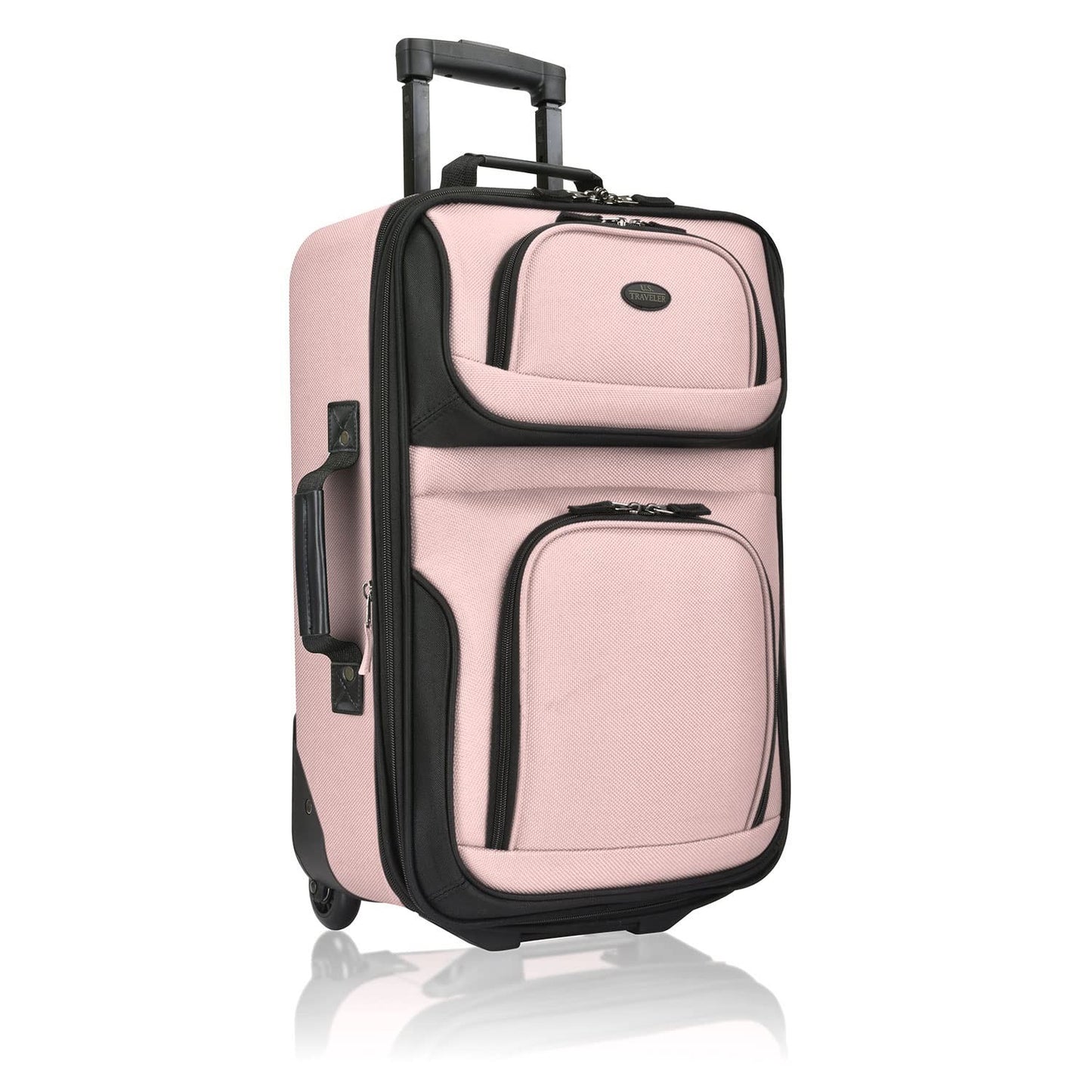 Lightweight Softside Carry-On Suitcase, 2-Wheel Rolling Luggage, Pink Travel Bag0
