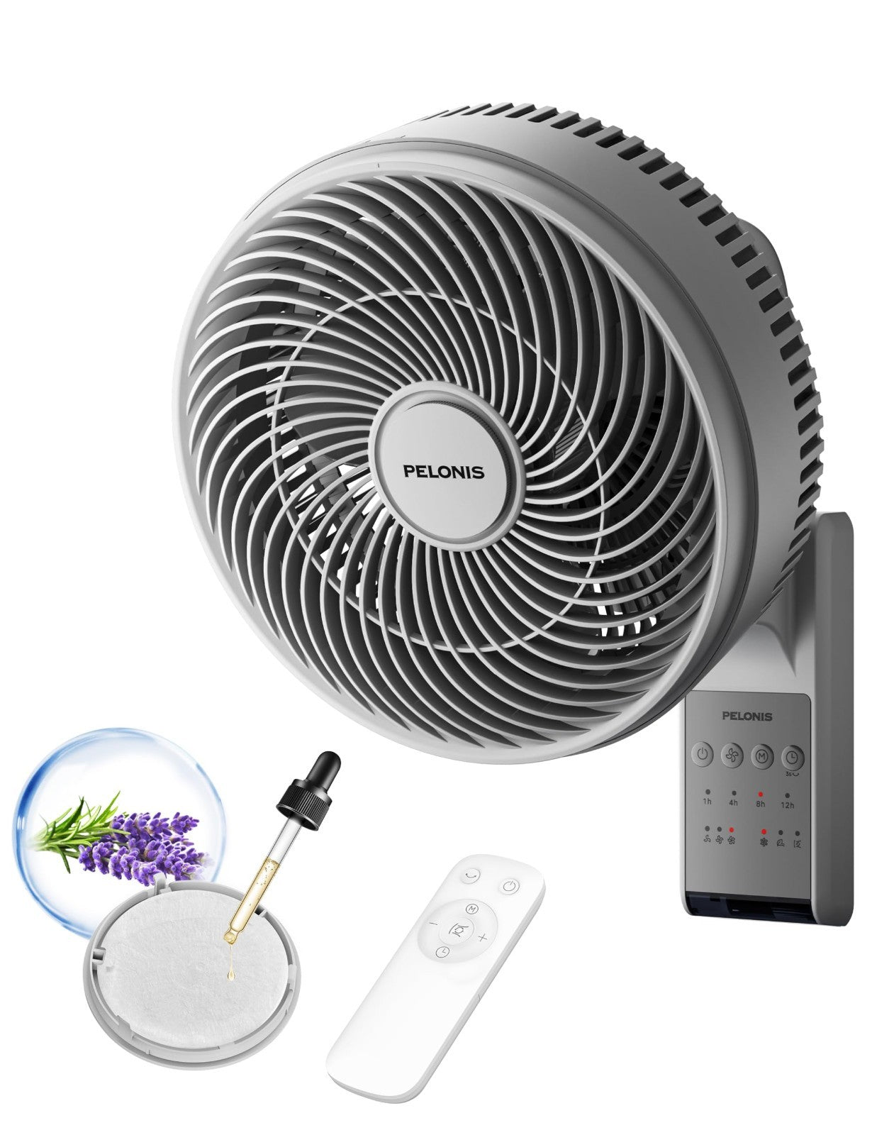 14" Indoor Wall Mount Fan with Remote   Oscillating, 3 Speeds, Quiet 36dB, Airfl1