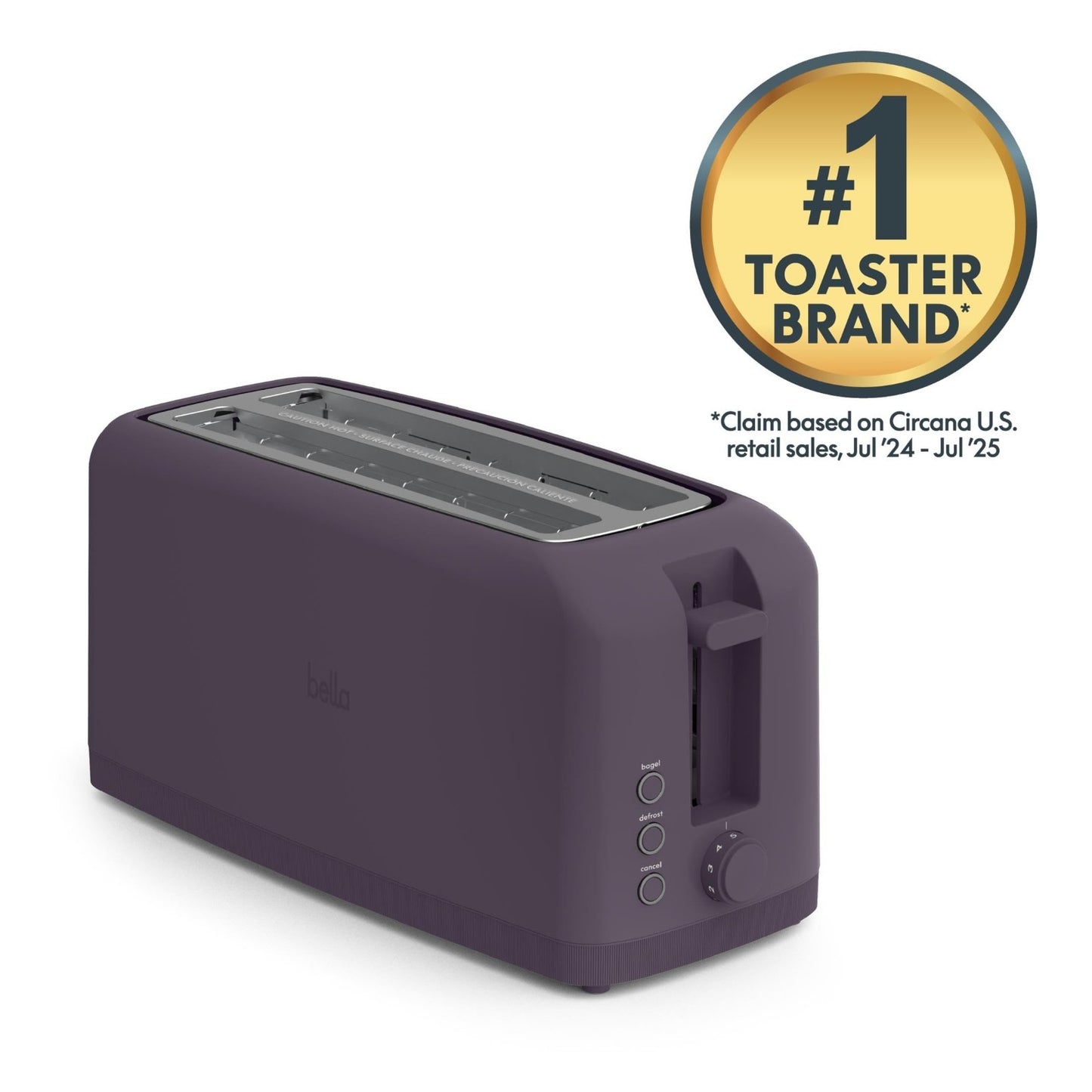 Slim 4 Slice Toaster Extra Long & Wide Slots, Fits Anywhere, Plum Color3
