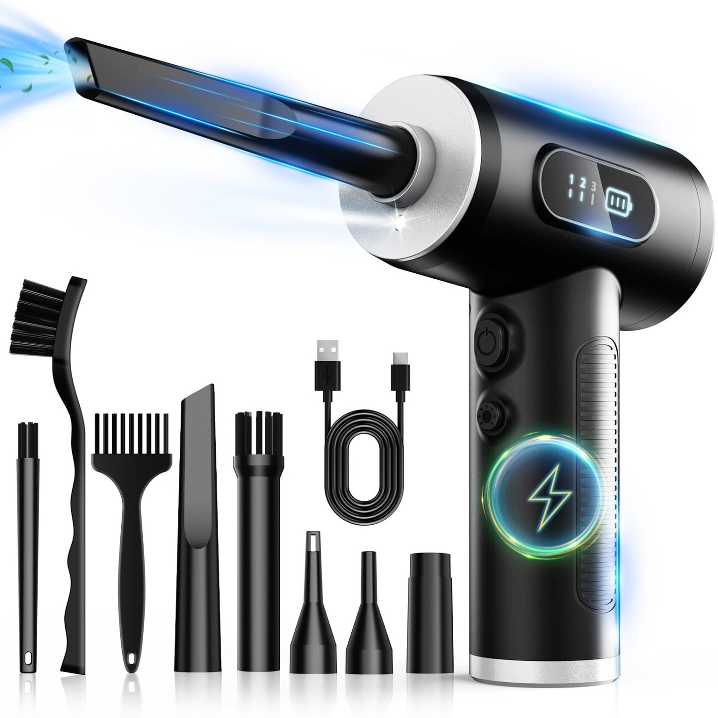 Rechargeable Cordless Air Duster   3 Speed 100000RPM Blower, LED Display, Home &1