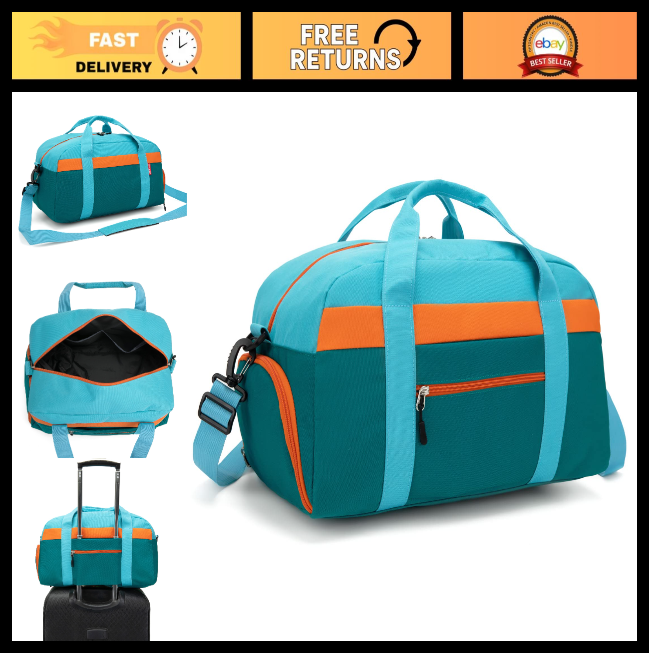 Kids 18" Duffle Bag - Blue Green, Perfect for Weekend Trips, Sports & Travel0