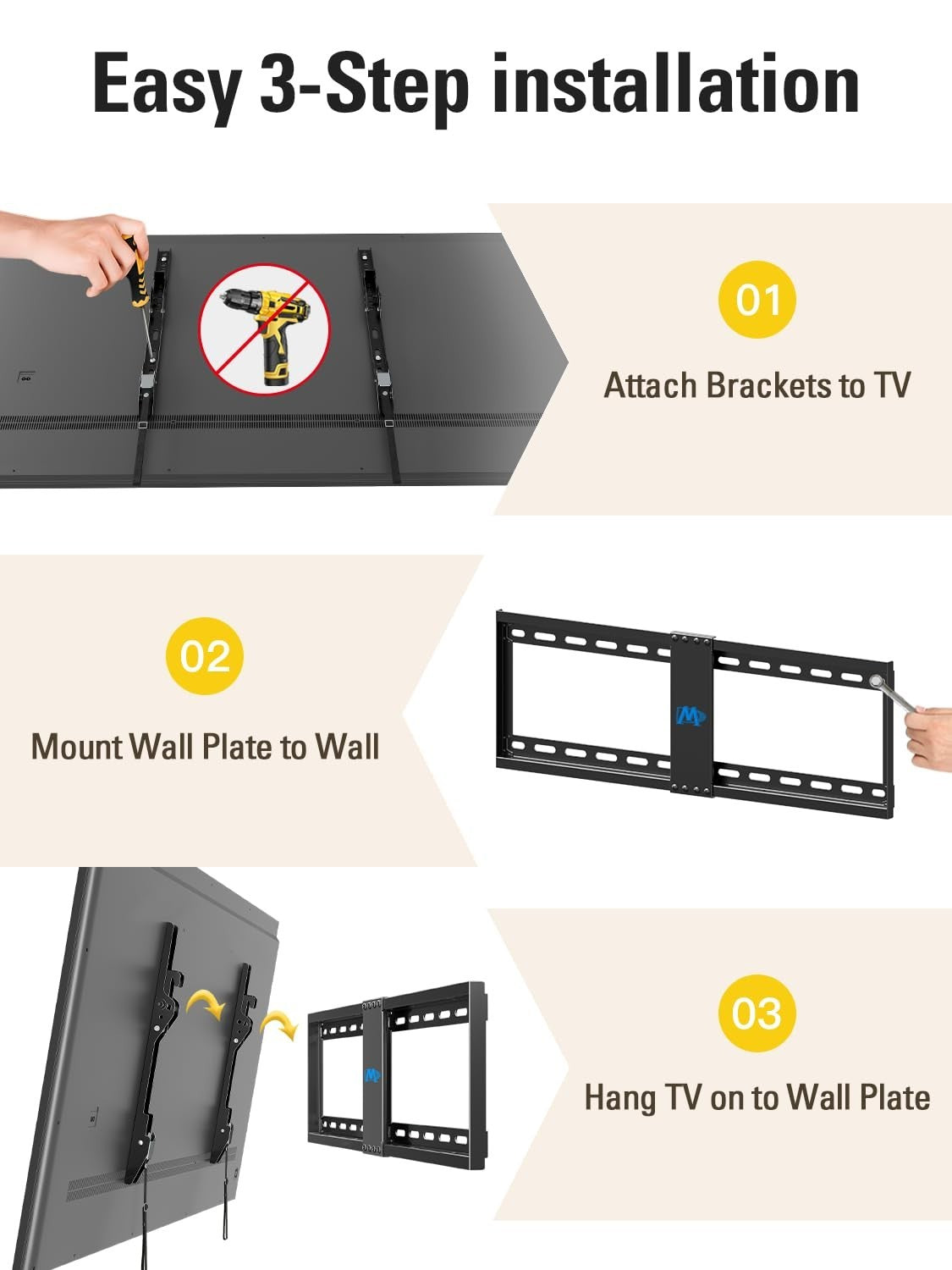 Universal Tilt TV Wall Mount for 37 90 Inch TVs, Low Profile, 132lbs Capacity, V7