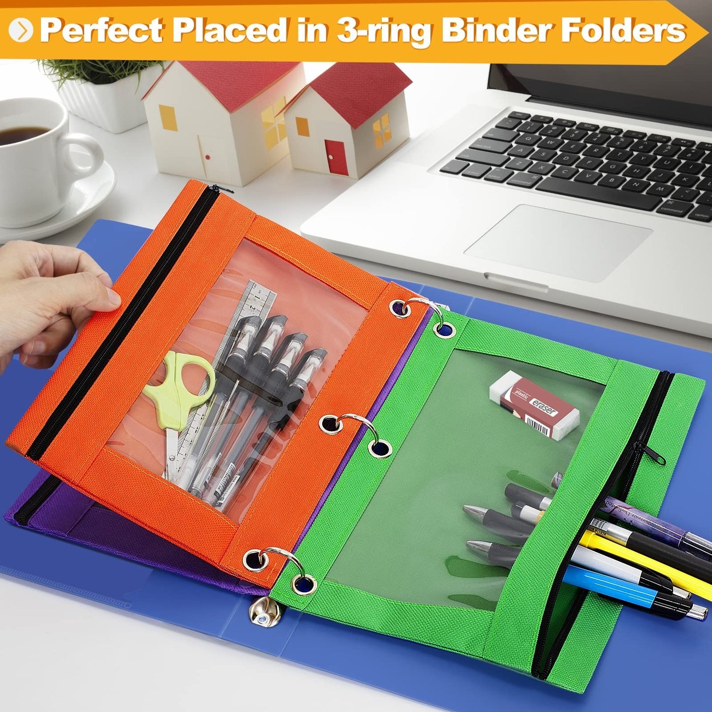 48 Pcs Clear Window Pencil Pouch for 3 Ring Binder, Smooth Zipper, School Suppli4