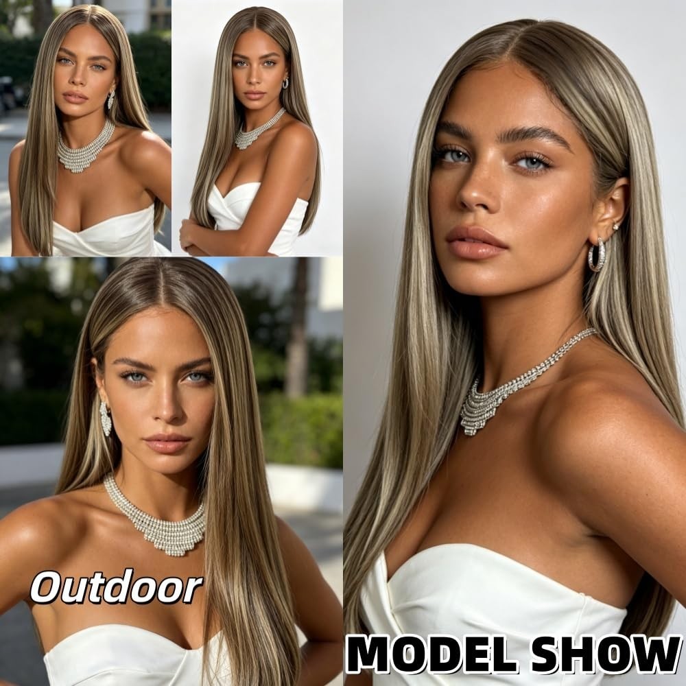 Chestnut Blonde Lace Front Wig with Dark Roots - Glueless, Pre-Plucked, 13x4 HD2