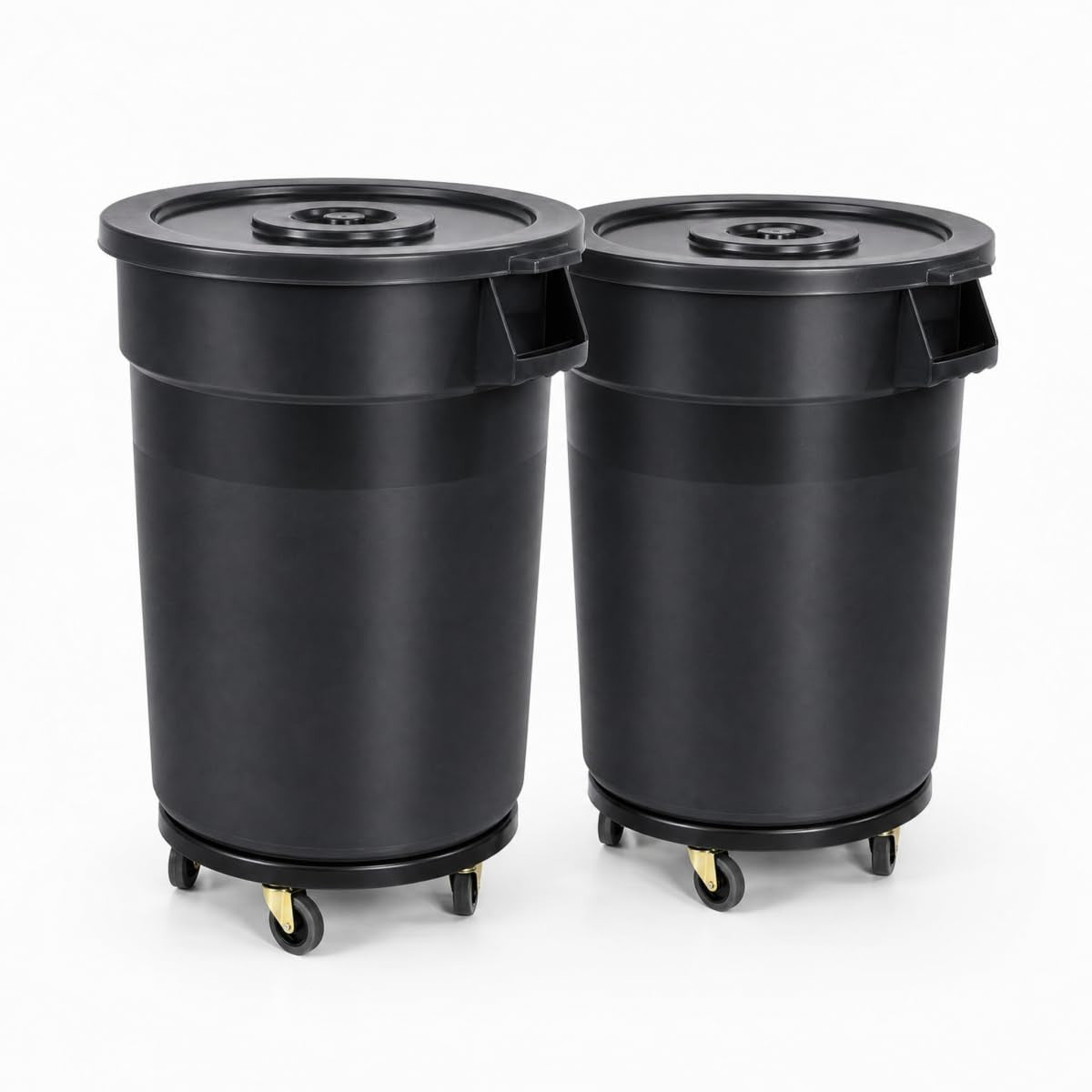 32 Gallon Heavy Duty Outdoor Trash Can with Lid & Wheels, 2 Pack - Ideal for Pat1