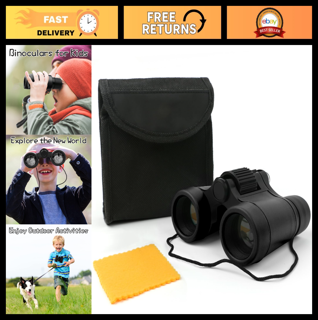 Kids Toy Binoculars Shockproof for Ages 3 12, Bird Watching, Hiking, Learning Gi0