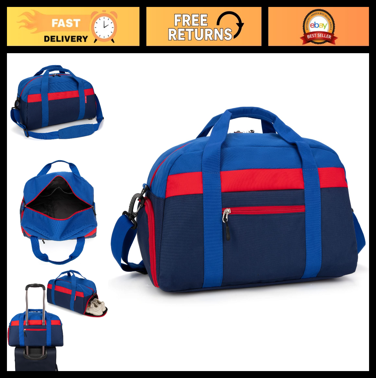Kids 18" Duffle Bag - Navy Blue, Perfect for Weekend Trips, Sports & Travel0