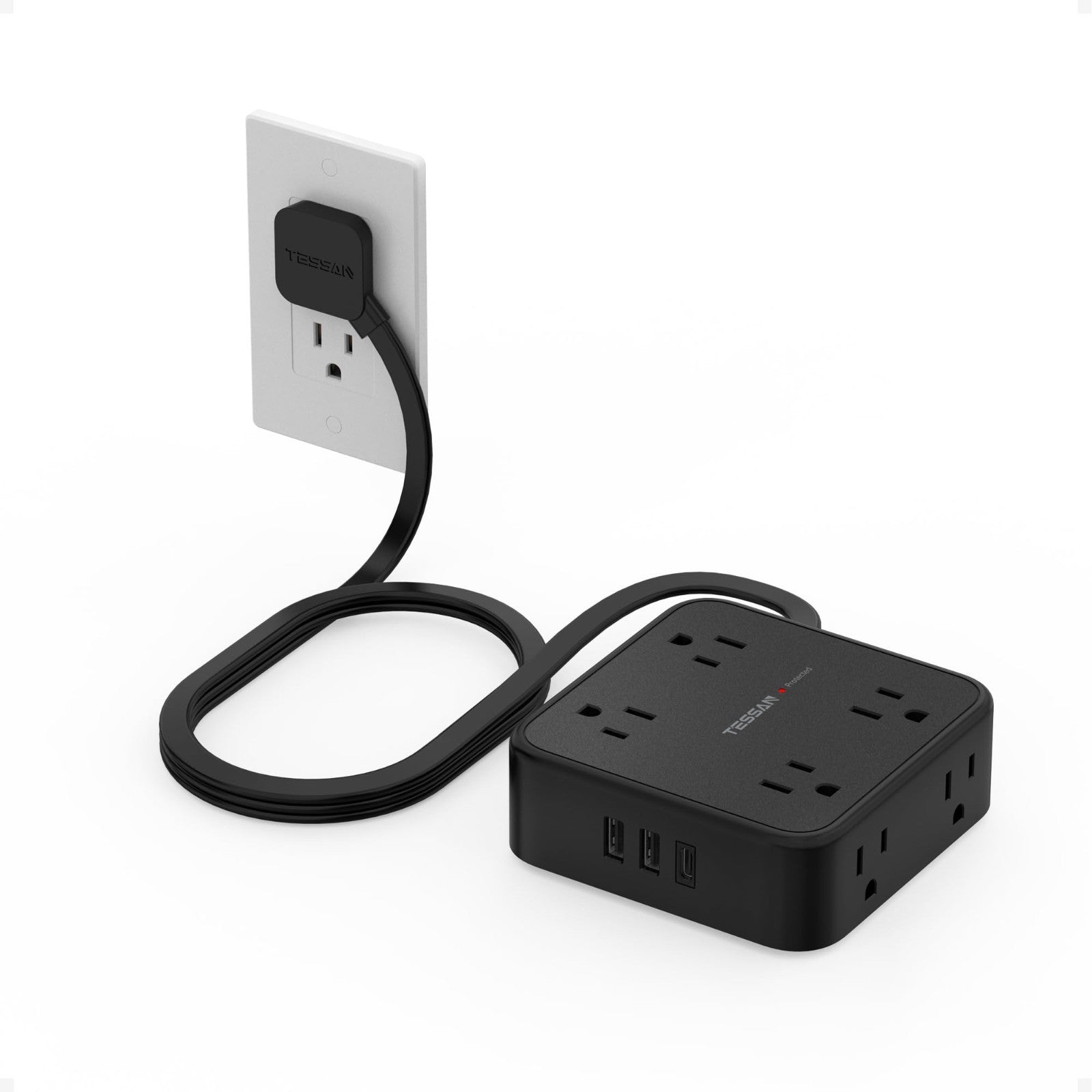 Surge Protector Power Strip with 900J Protection, 5 Ft Extension Cord, Black1