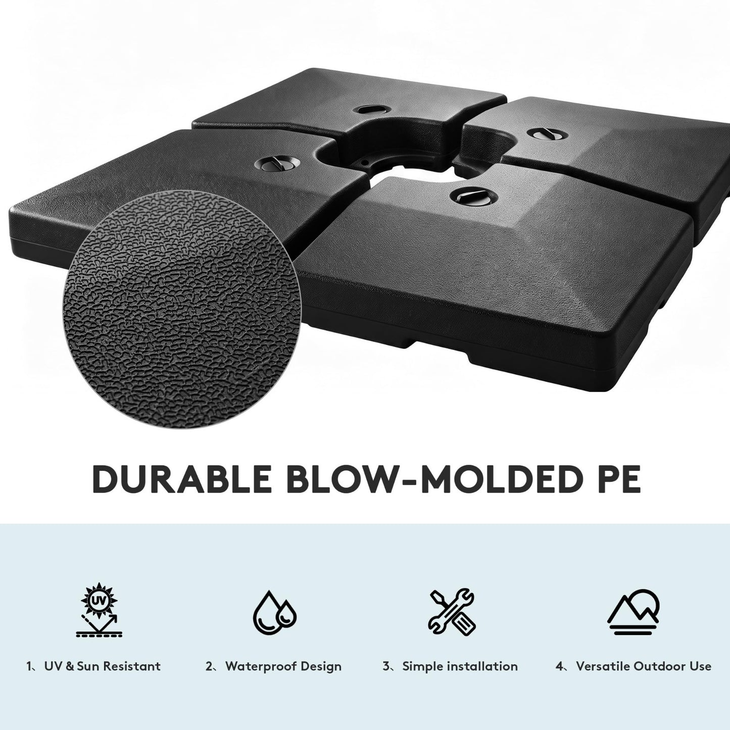 Heavy-Duty 4-Piece Umbrella Base Stand - Water/Sand-Filled, Interlocking Weight6