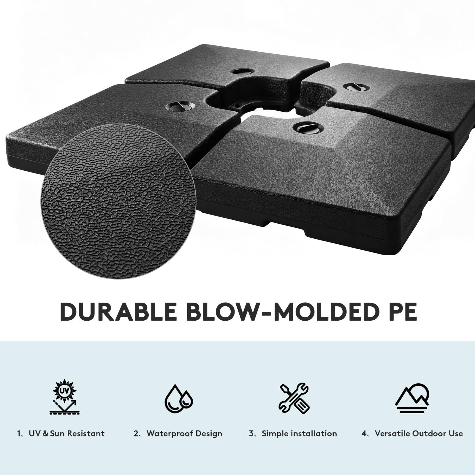 Heavy-Duty 4-Piece Umbrella Base Stand - Water/Sand-Filled, Interlocking Weight6