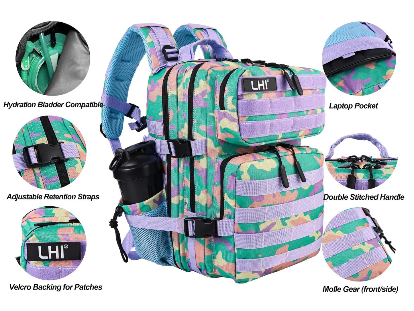 Tactical Military Backpack 25L/35L   Army Assault Pack, Small Rucksack with Bott4