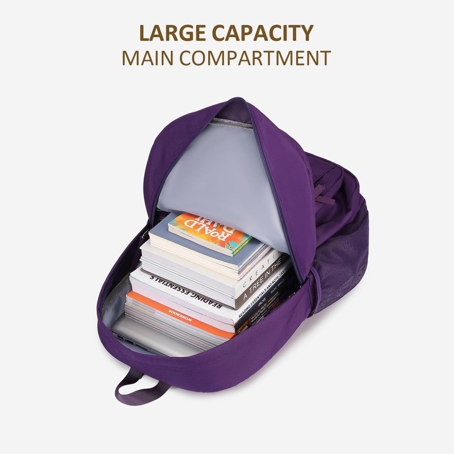 Large Water Resistant Girls Backpack   Solid Color School Bag for College Women5