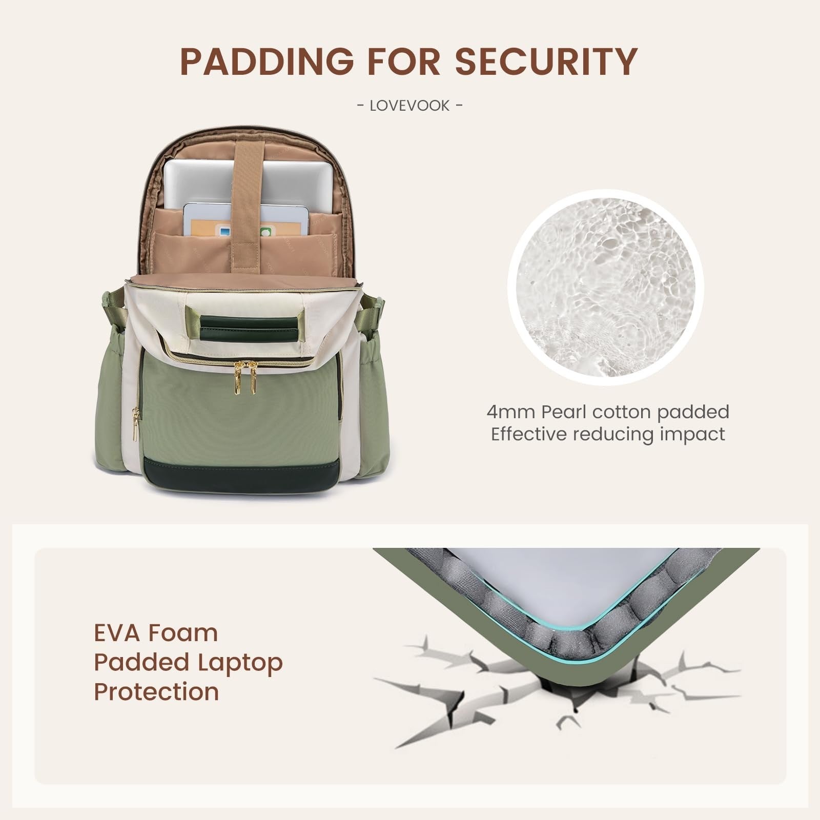 Stylish Waterproof Laptop Backpack for Women, 15.6" Large Capacity Travel Bag, P3