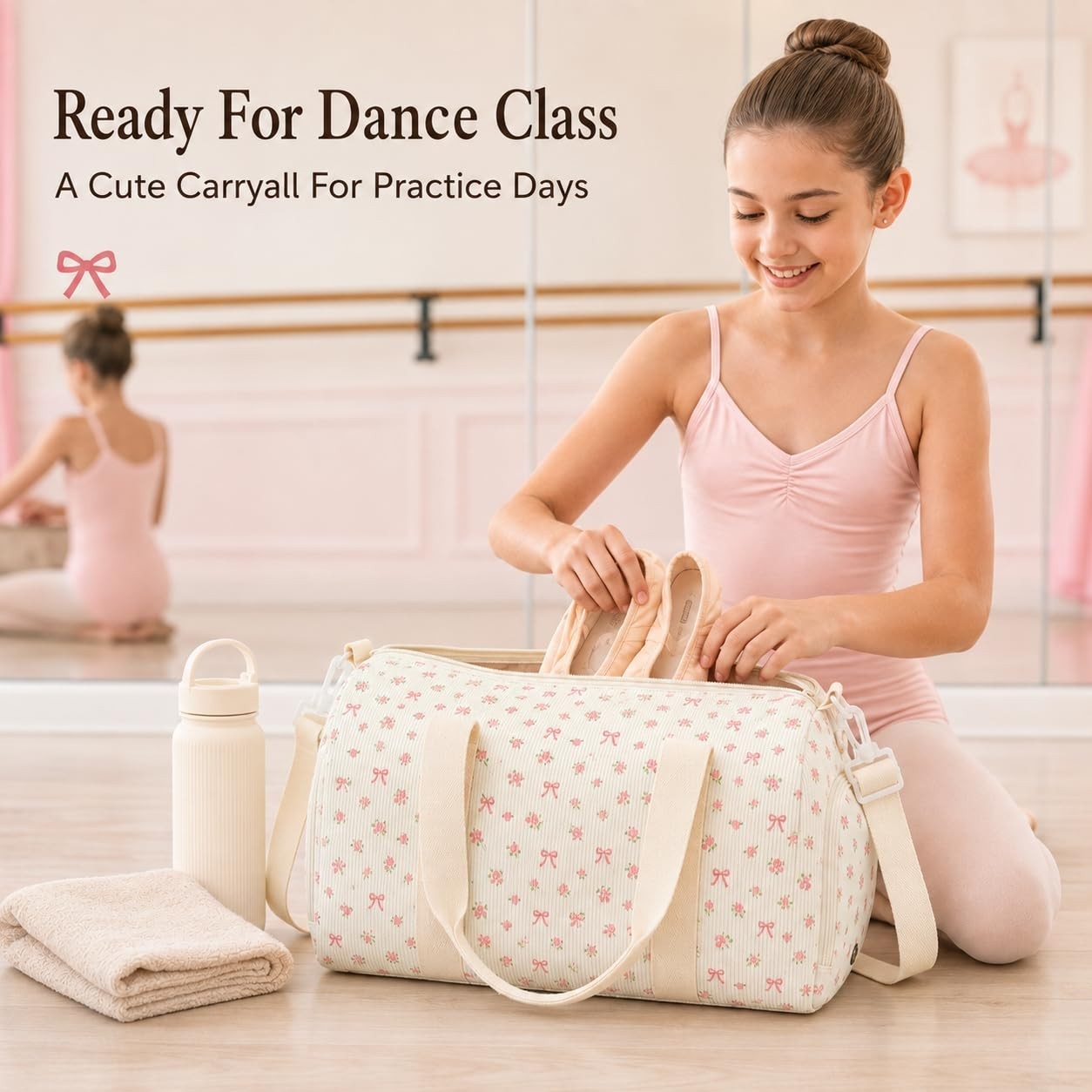 Cute Girls Duffle Bag with Shoe Compartment & Wet Separation - Waterproof Gym Tr2