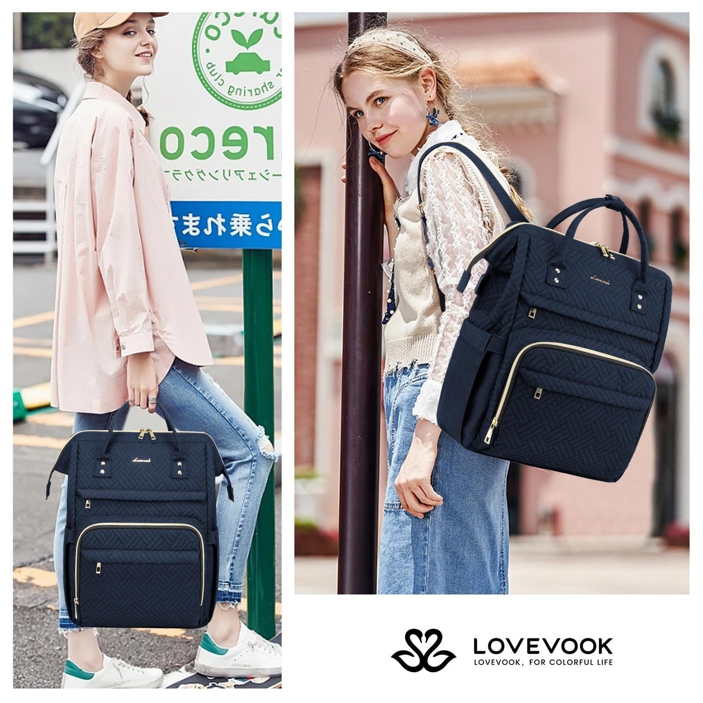 Stylish 15.6" Laptop Backpack for Women   Waterproof Travel Bag with USB Port, P2
