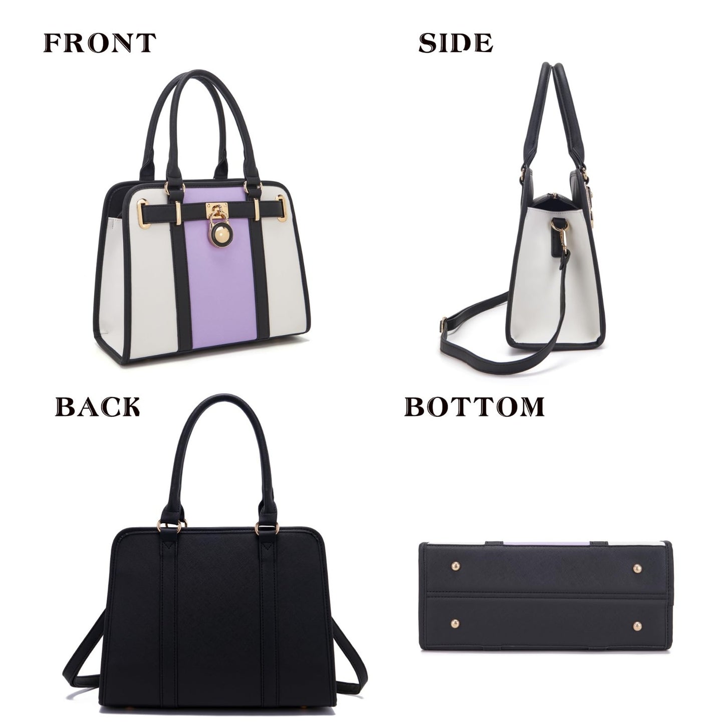 Stylish Women's Structured Satchel Tote Handbag Set with RFID Wallet - Fashion P2