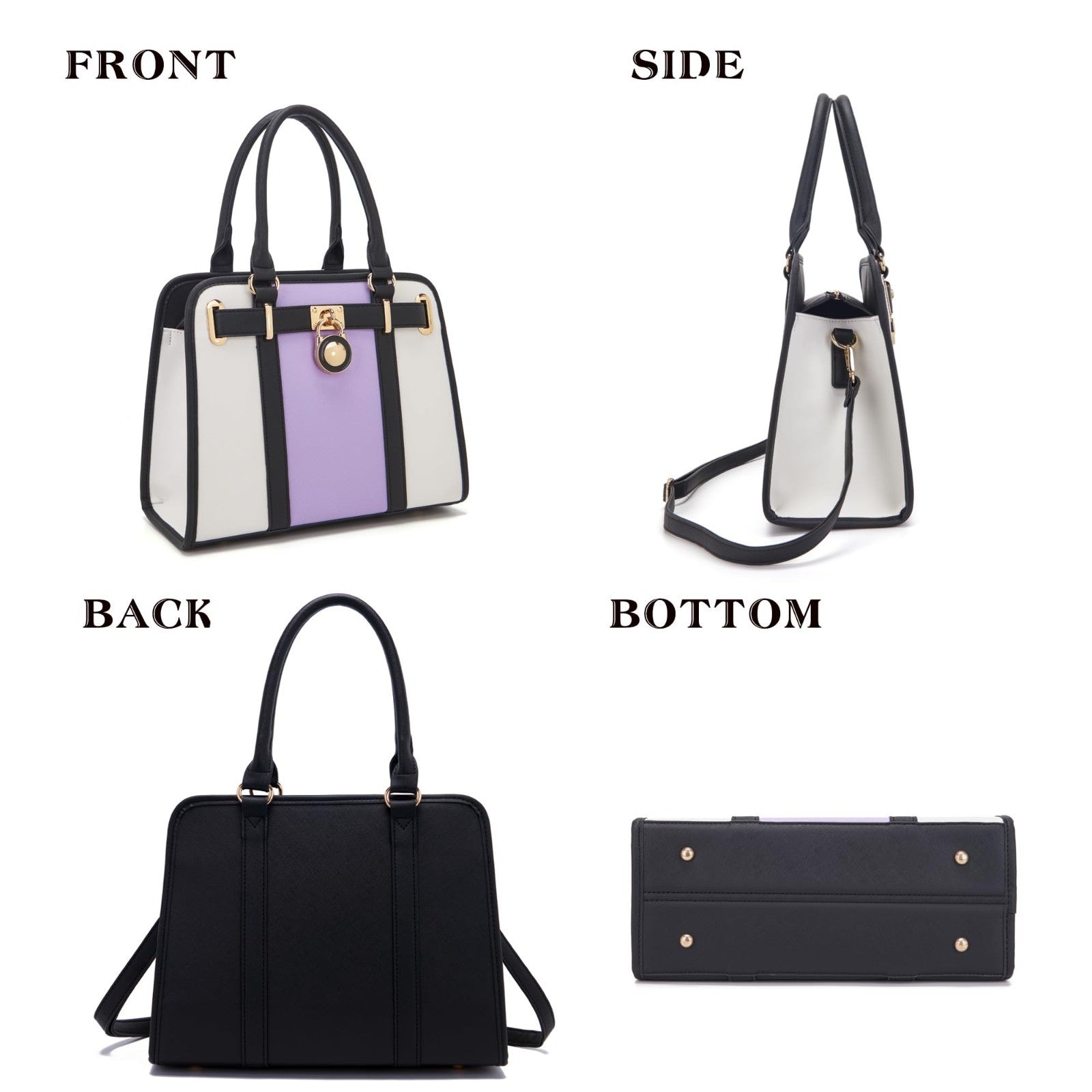 Stylish Women's Structured Satchel Tote Handbag Set with RFID Wallet - Fashion P2