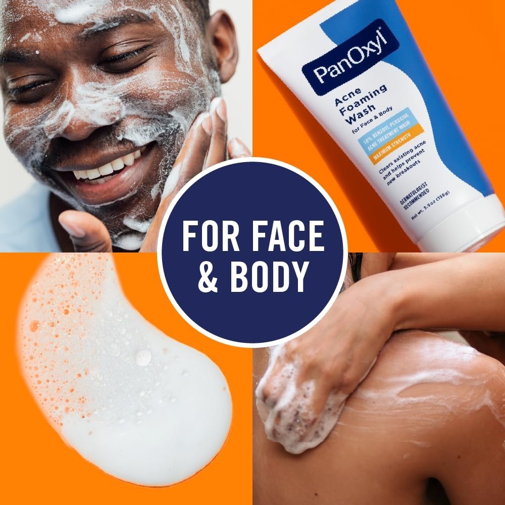 Acne Foaming Wash 10% Benzoyl Peroxide - Face & Body Treatment 3 oz4