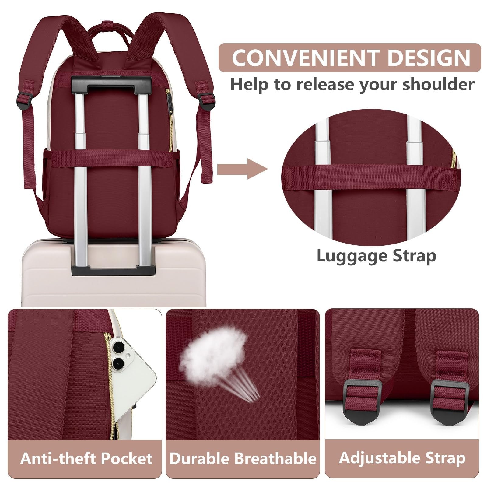 Stylish Laptop Backpack for Women   17.3" Travel Work Bag with USB Charger4