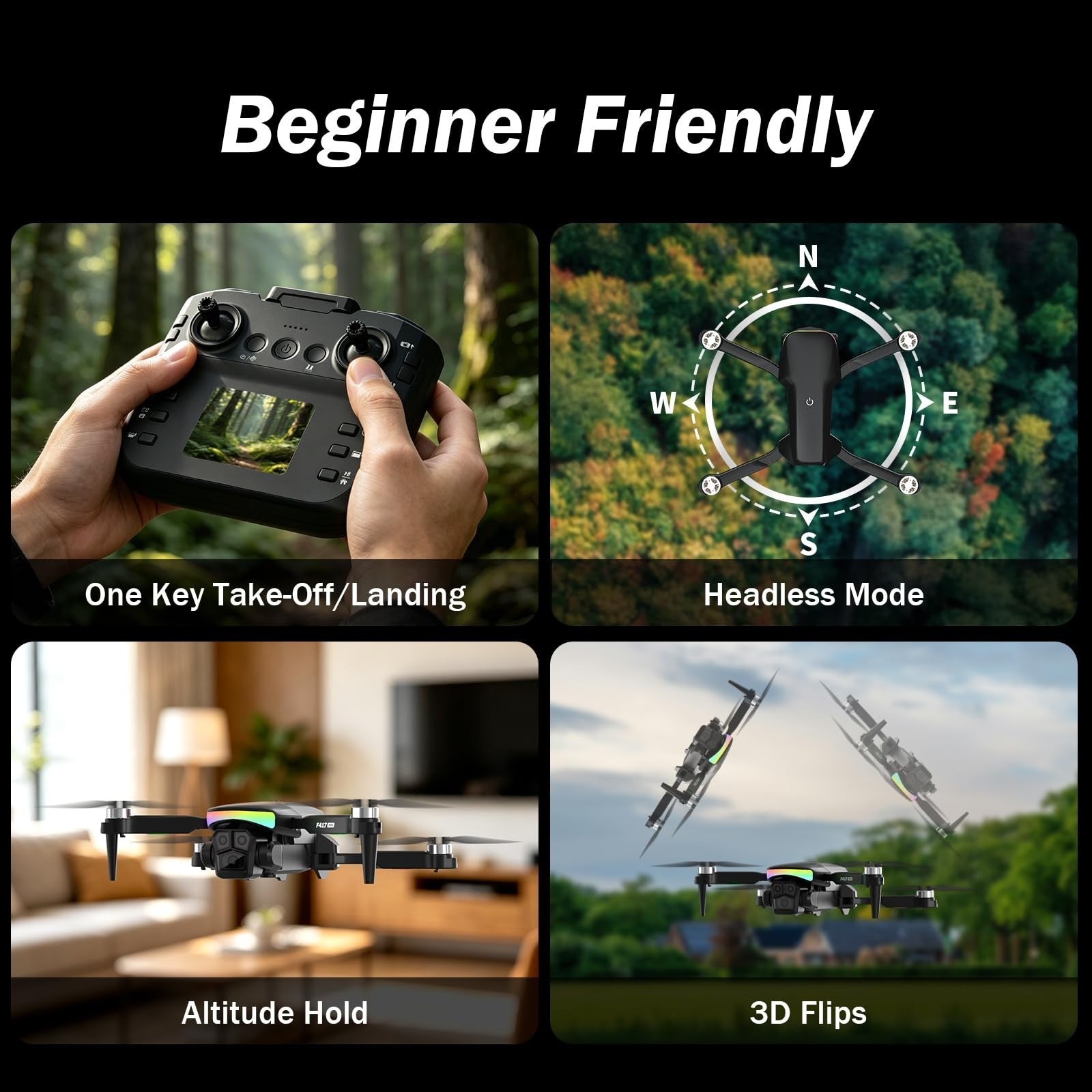 1080P Mini Drone with Camera for Kids & Adults, LED Lights, Dual Lens, Beginner6