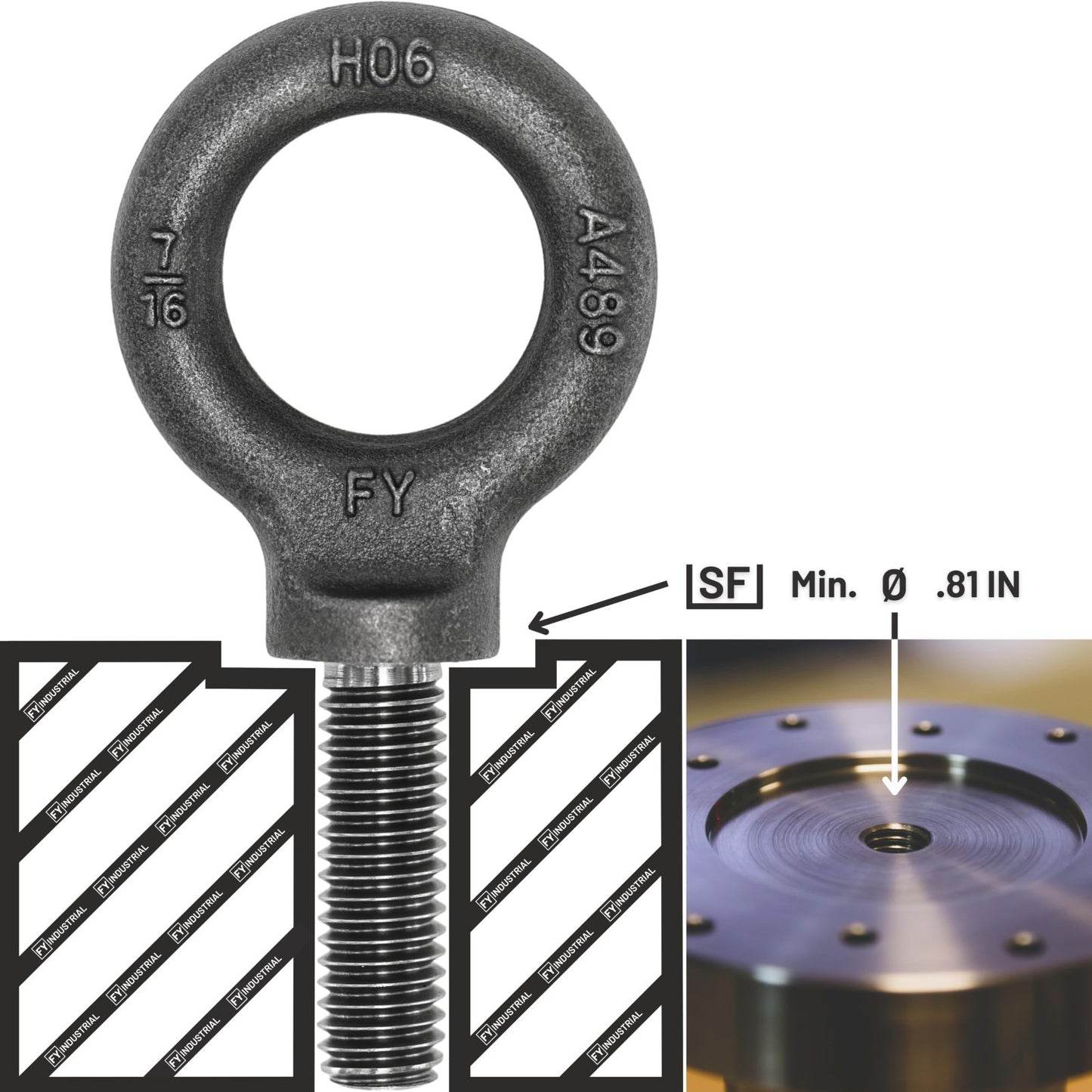 3 Pcs Heavy-Duty Lifting Shoulder Eye Bolts 7/16"-14 X 1-3/8" - Secure & Durable3