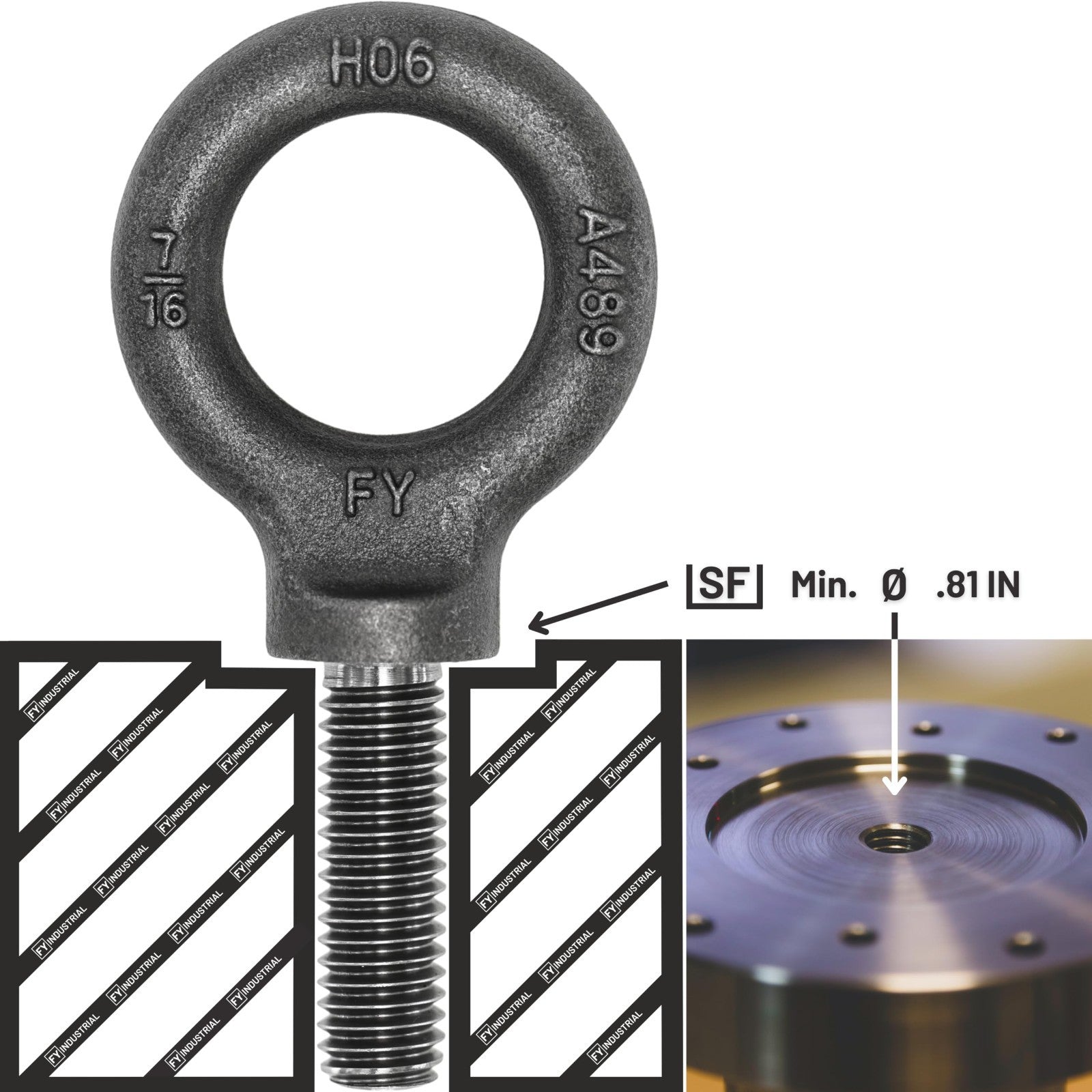 3 Pcs Heavy-Duty Lifting Shoulder Eye Bolts 7/16"-14 X 1-3/8" - Secure & Durable3