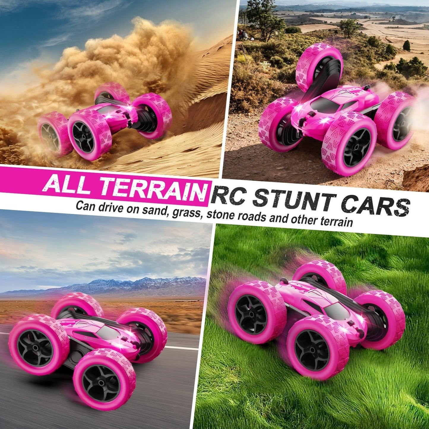 Remote Control Stunt Car for Girls, 2.4GHz Double Sided 360° Crawler Toy   Birth4