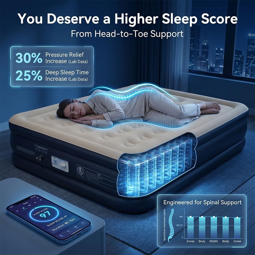 Full Size Air Mattress with Built in Pump, Quick Inflate/Deflate, 650lbs Capacit5