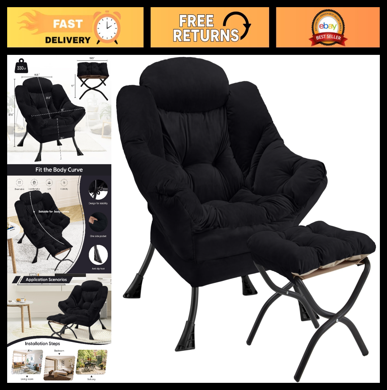 Here’s an optimized eBay title for the product:"Modern Lazy Chair with Folding0