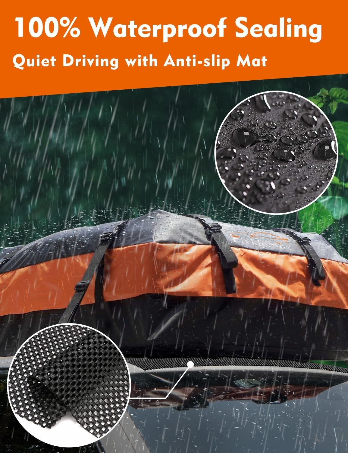 Waterproof Rooftop Cargo Carrier Bag for All Vehicles, Anti-Slip Mat & Straps, 62