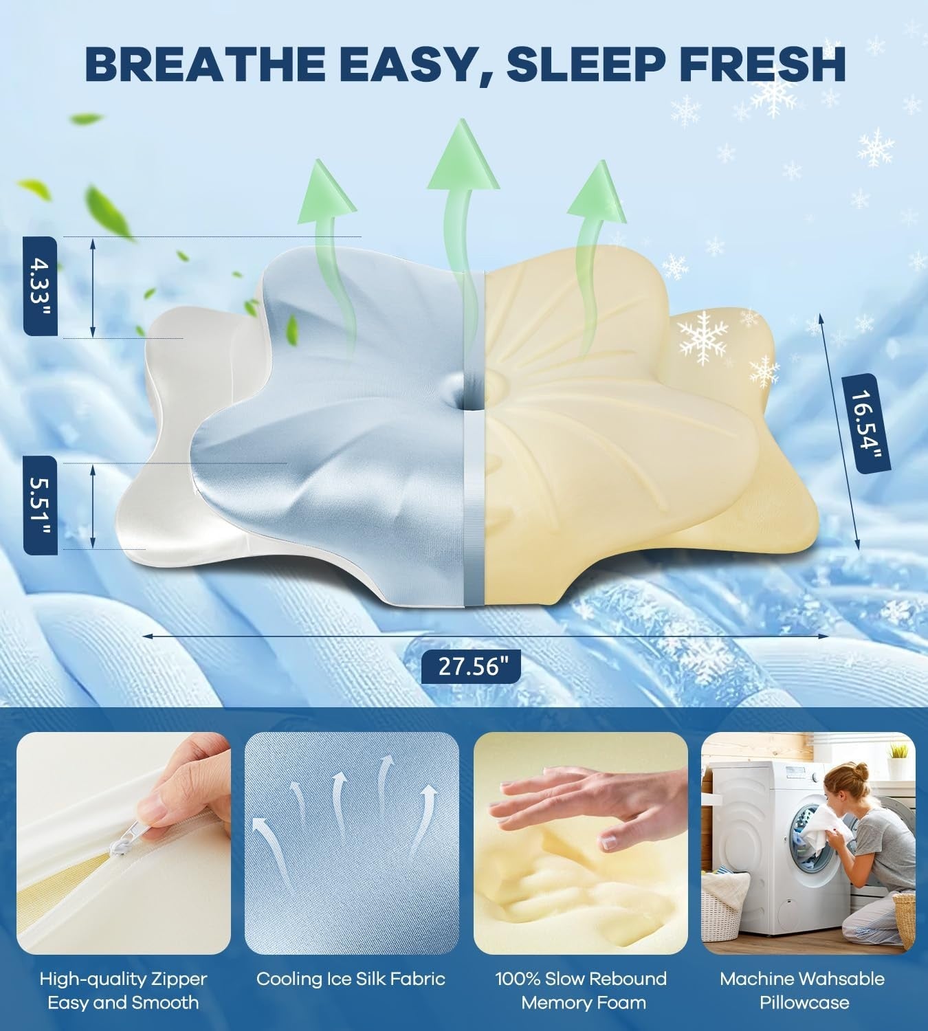 Cervical Memory Foam Pillow for Neck & Shoulder Pain Relief, Ergonomic Dual Heig7