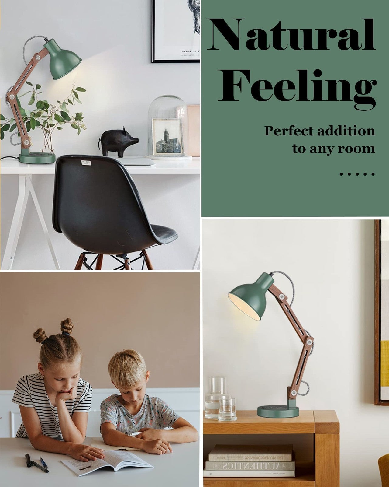 LED Desk Lamp with Wireless Charger & USB C Port, Swing Arm Reading Light for Ho8