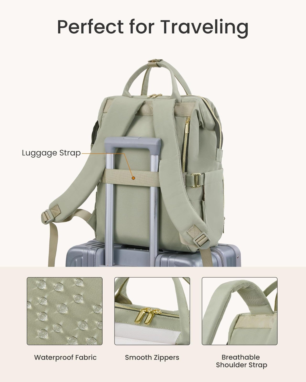 Stylish Laptop Backpack for Women   Giant Tumbler Holder, Travel, Work, Nurse, T4