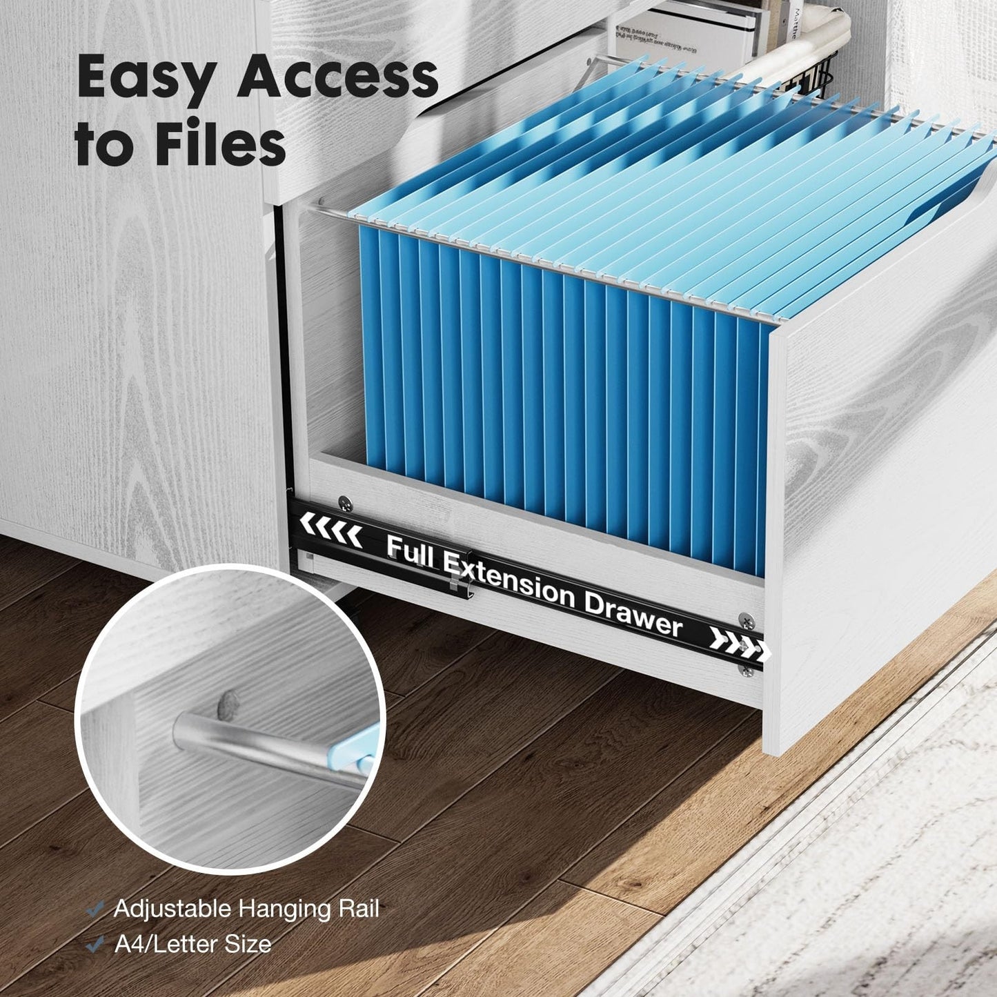 3 Drawer File Cabinet   Rolling Lateral Storage, Adjustable Shelves, Home Office6