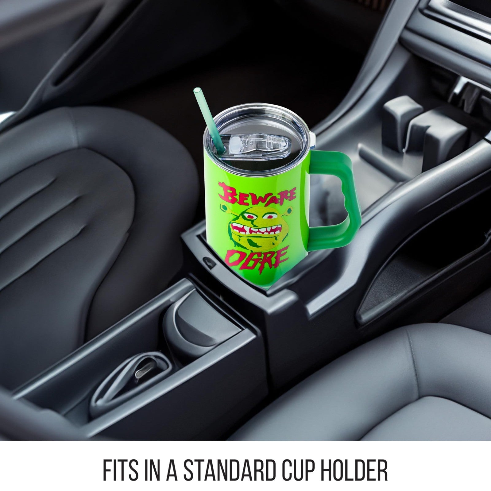 40oz Stainless Steel Tumbler with Handle   Shrek 'Beware Ogre' Design, Fits Cup5