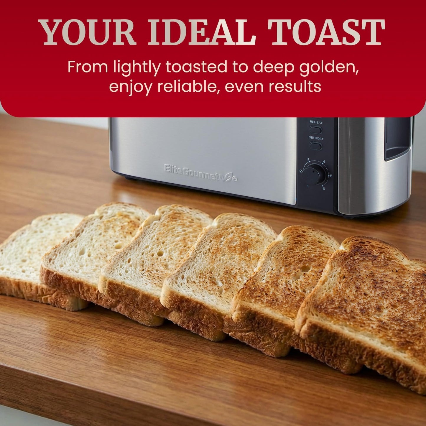 2-Slice Slim Toaster with Long Slot, 6 Settings, Defrost & Warming Rack - Stainl7