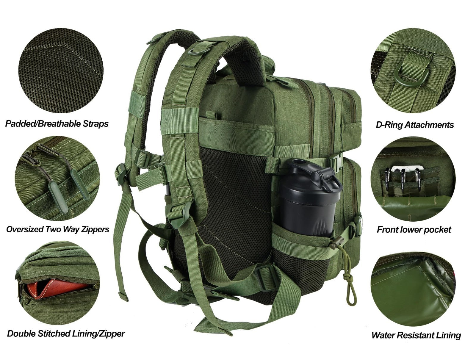 Tactical Military Backpack 25L/35L   Army Assault Pack Rucksack with Bottle Hold3