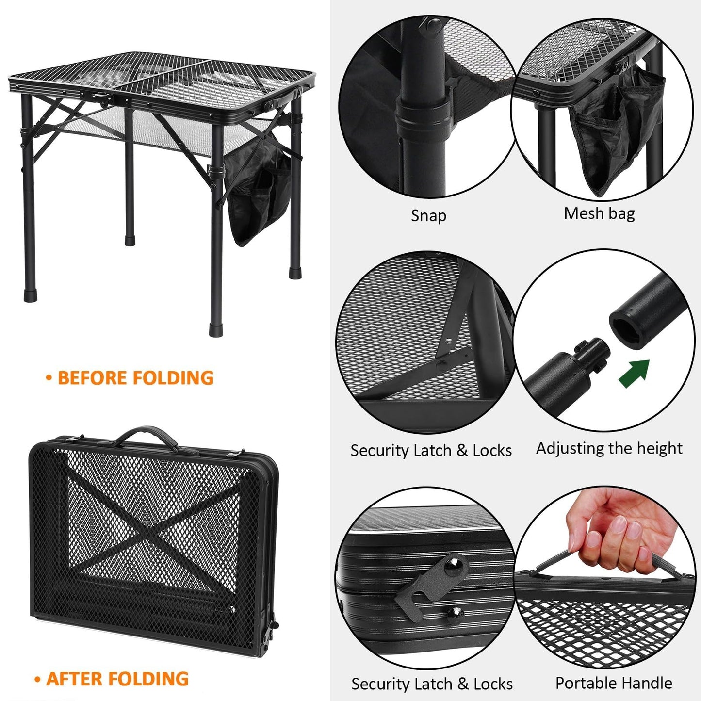 Compact Folding Picnic Table - Portable Outdoor Camping Table with Mesh Bag for5