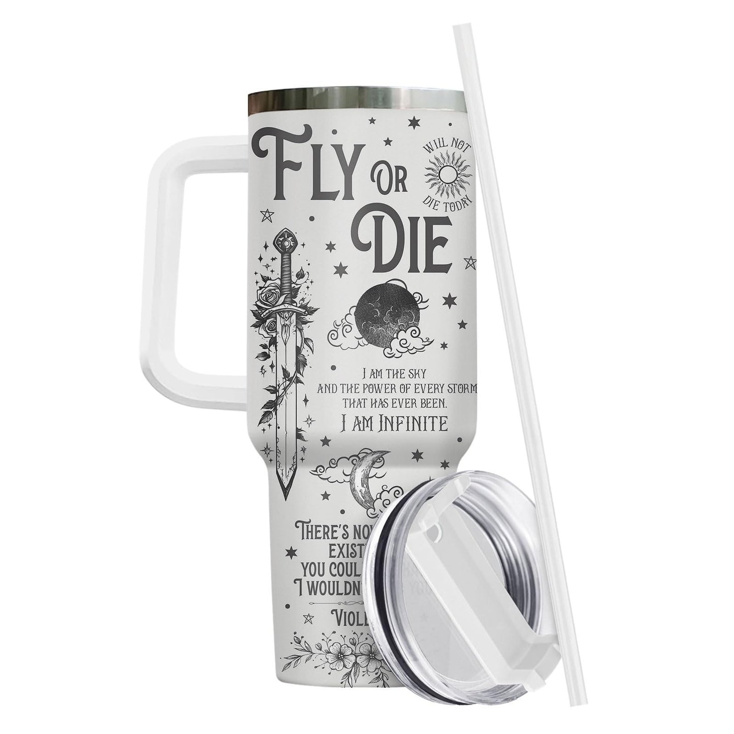 Fantasy Sword Tumbler 40 oz with Handle & Straw   Insulated Coffee Mug for Book4