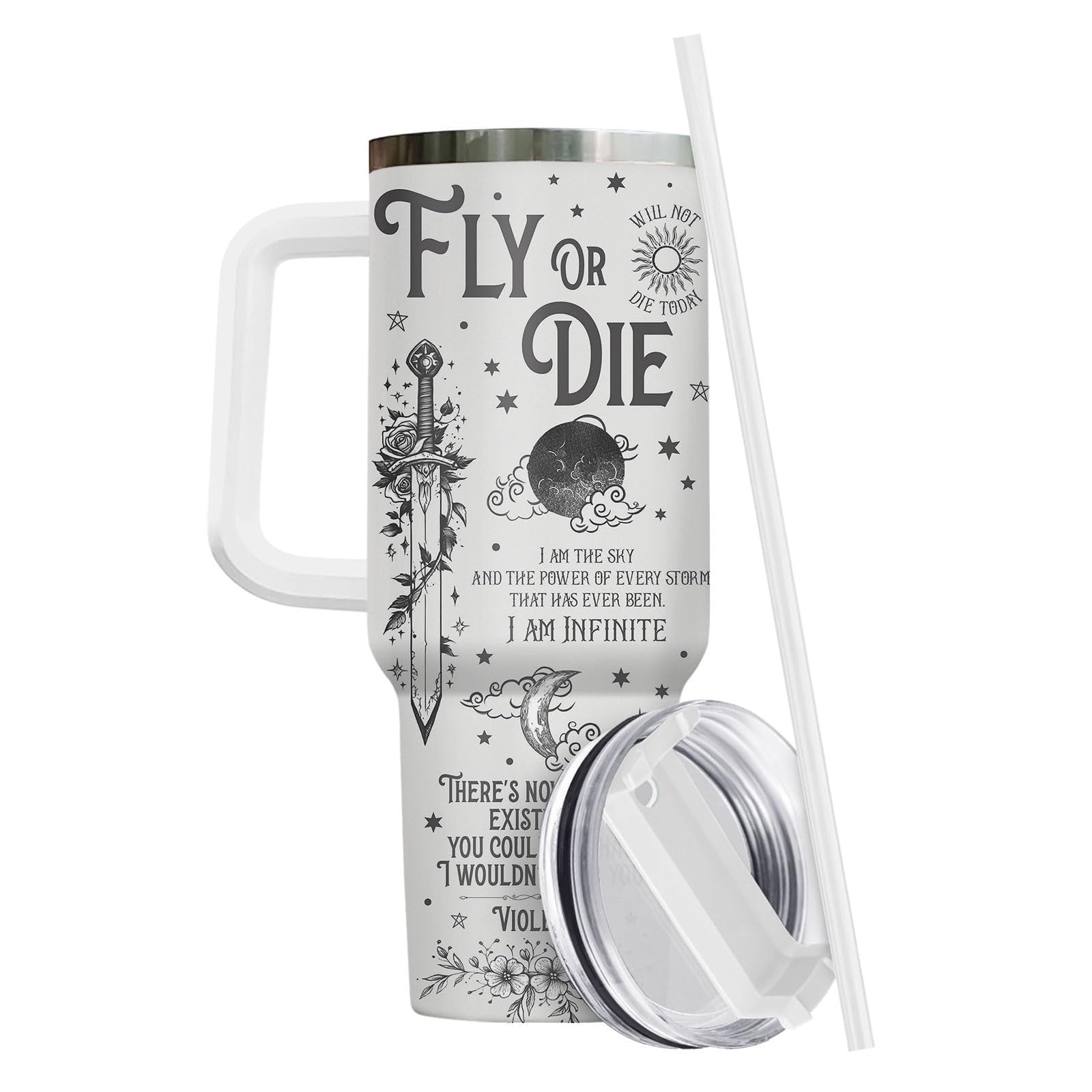 Fantasy Sword Tumbler 40 oz with Handle & Straw   Insulated Coffee Mug for Book4