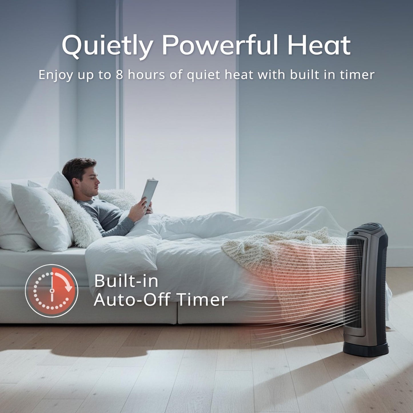 Digital Ceramic Tower Heater with Remote Control, Adjustable Thermostat, 1500W,6