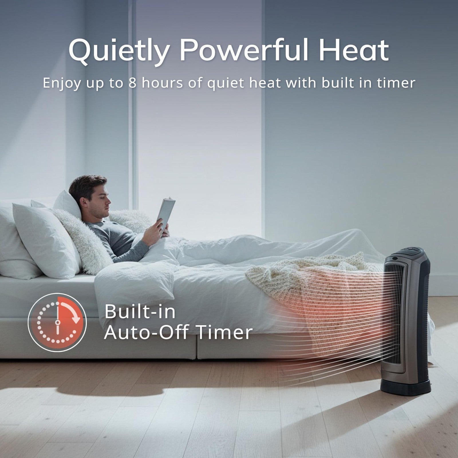 Digital Ceramic Tower Heater with Remote Control, Adjustable Thermostat, 1500W,6